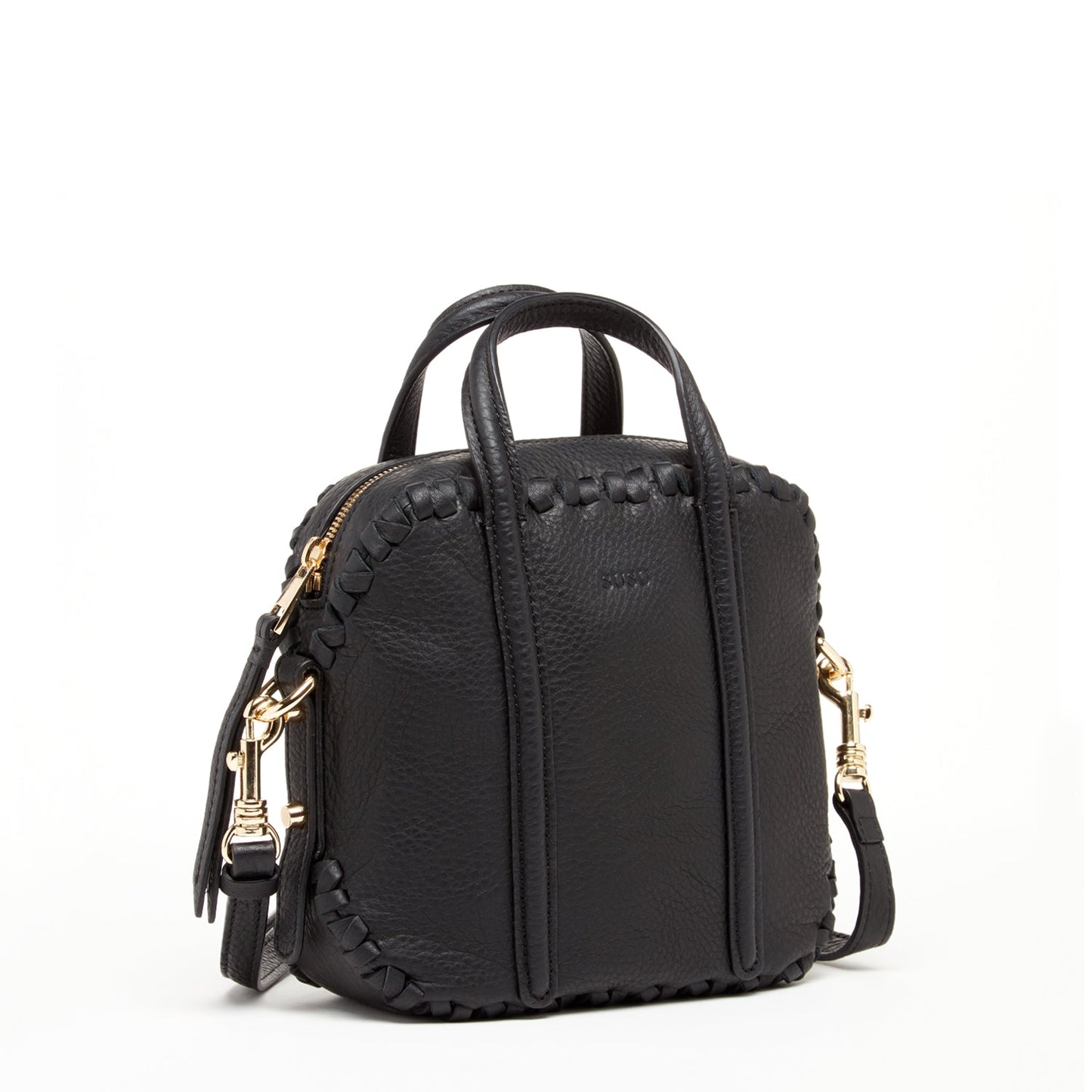 SUSU Black Purse Leather Crossbody Bag Medium Size Women's Handbag