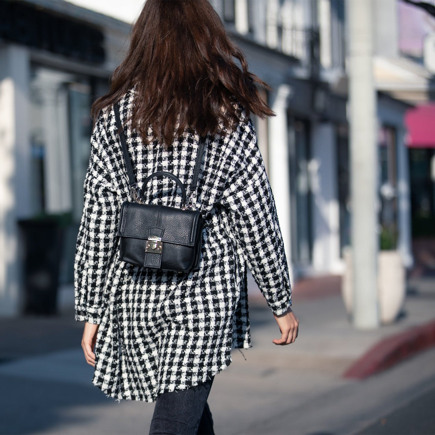 SUSU Leather Backpack for Women Convertible Crossbody Bag Black Purse