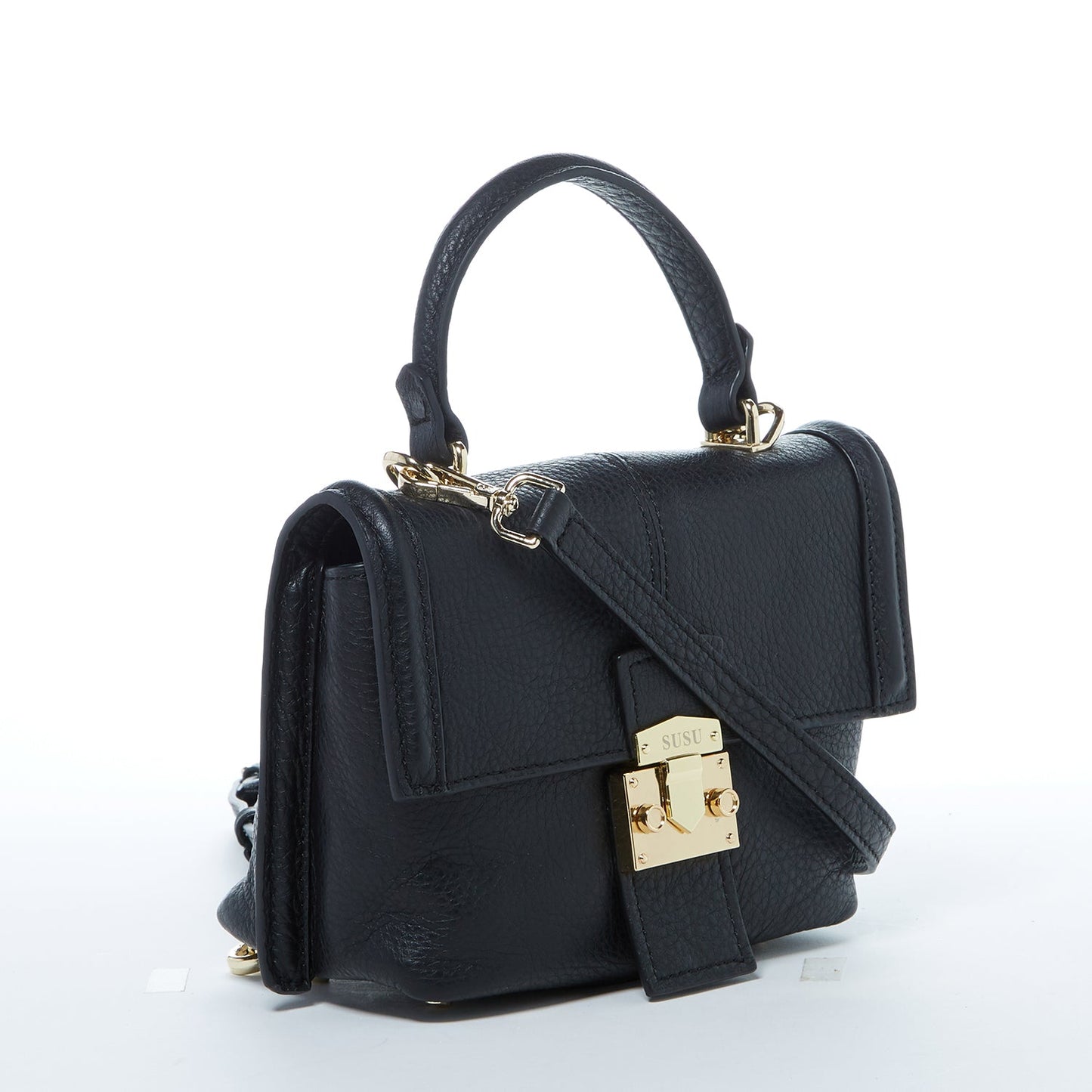 SUSU Leather Backpack for Women Convertible Crossbody Bag Black Purse