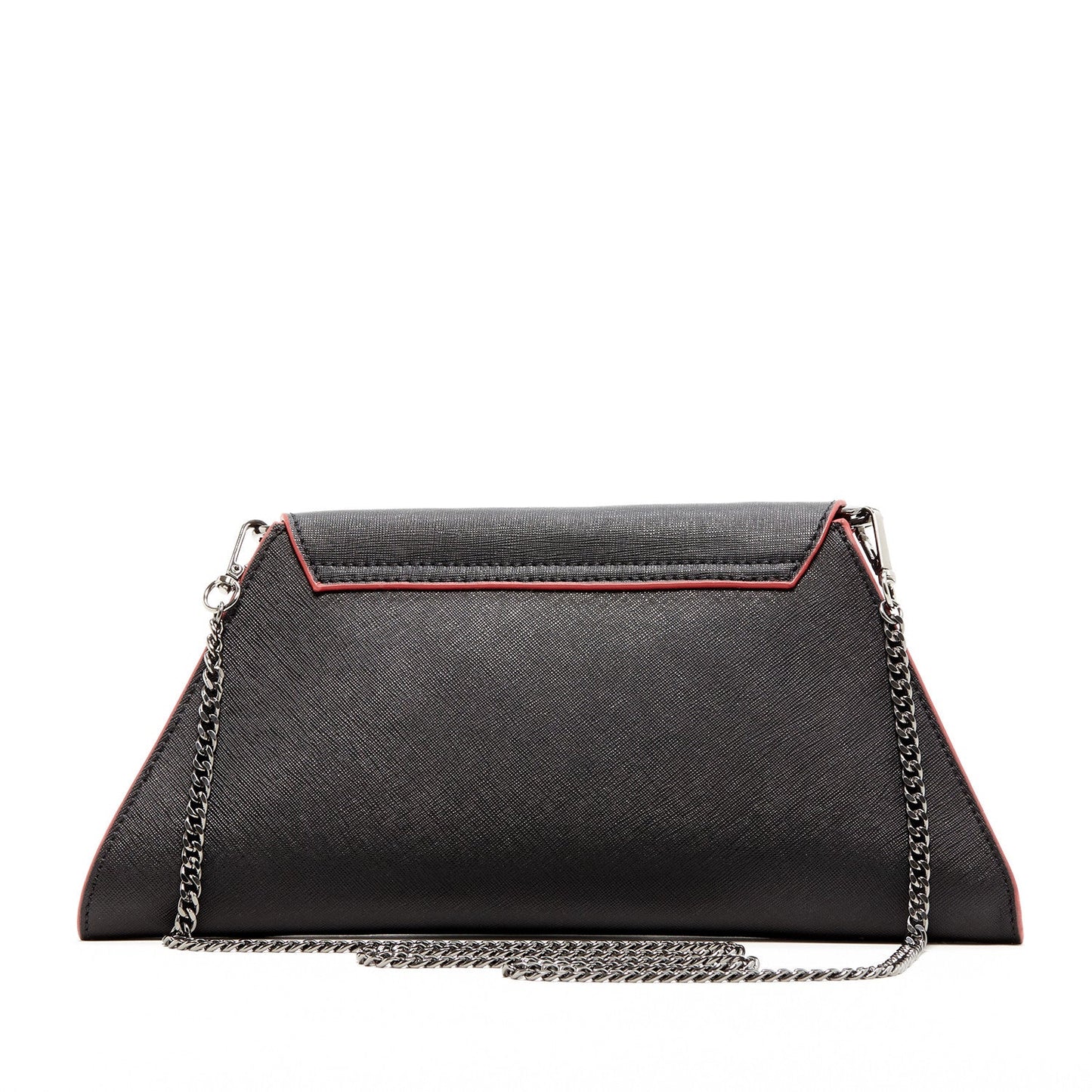 SUSU Black Leather Clutch Bag Unique Evening Purse Women's Handbag