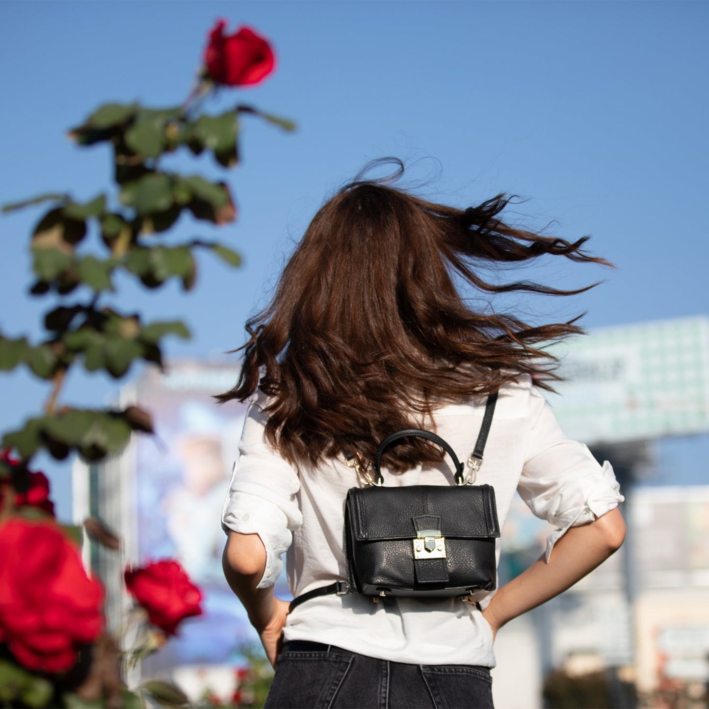 SUSU Leather Backpack for Women Convertible Crossbody Bag Black Purse