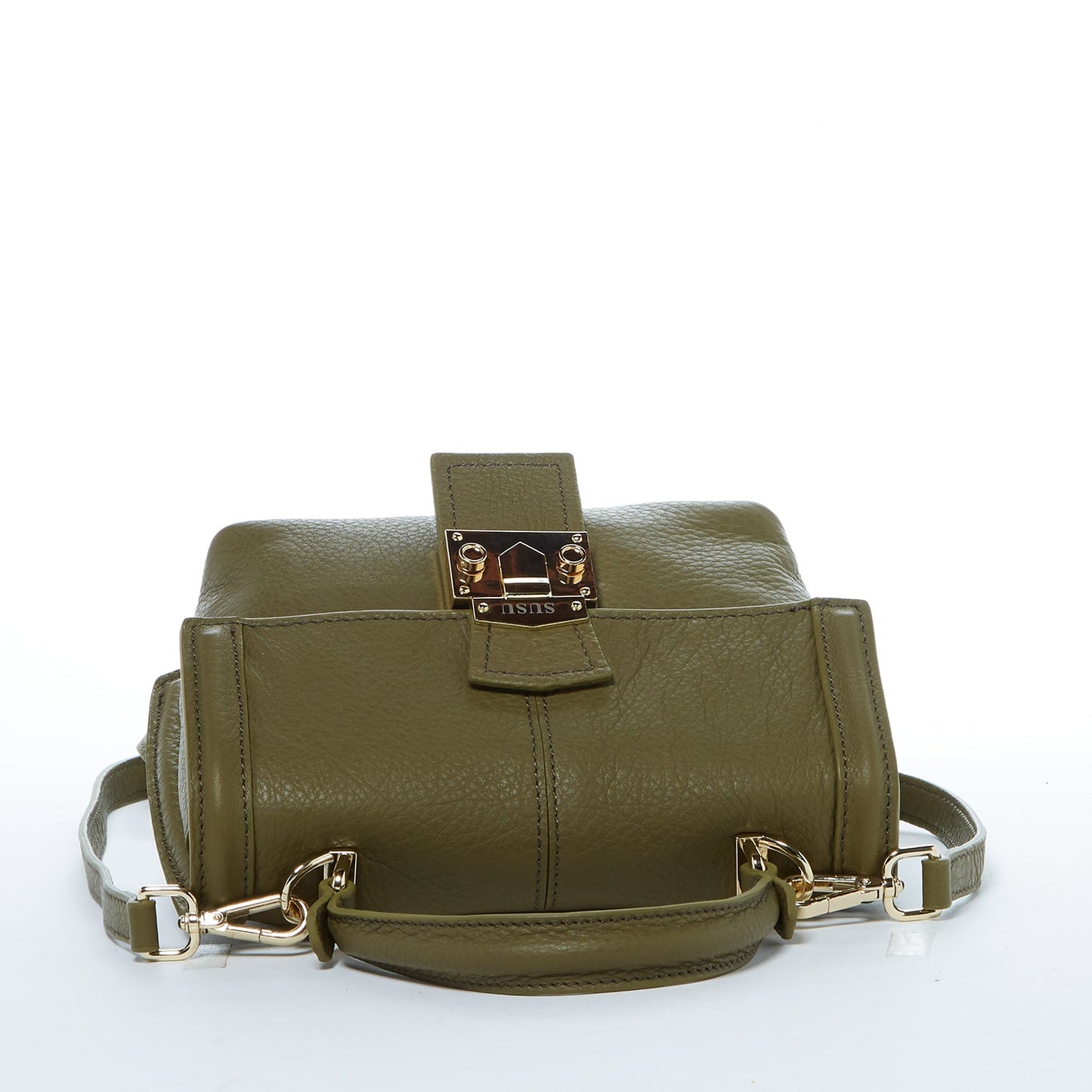 SUSU Leather Backpack for Women Convertible Crossbody Bag Olive Green Purse